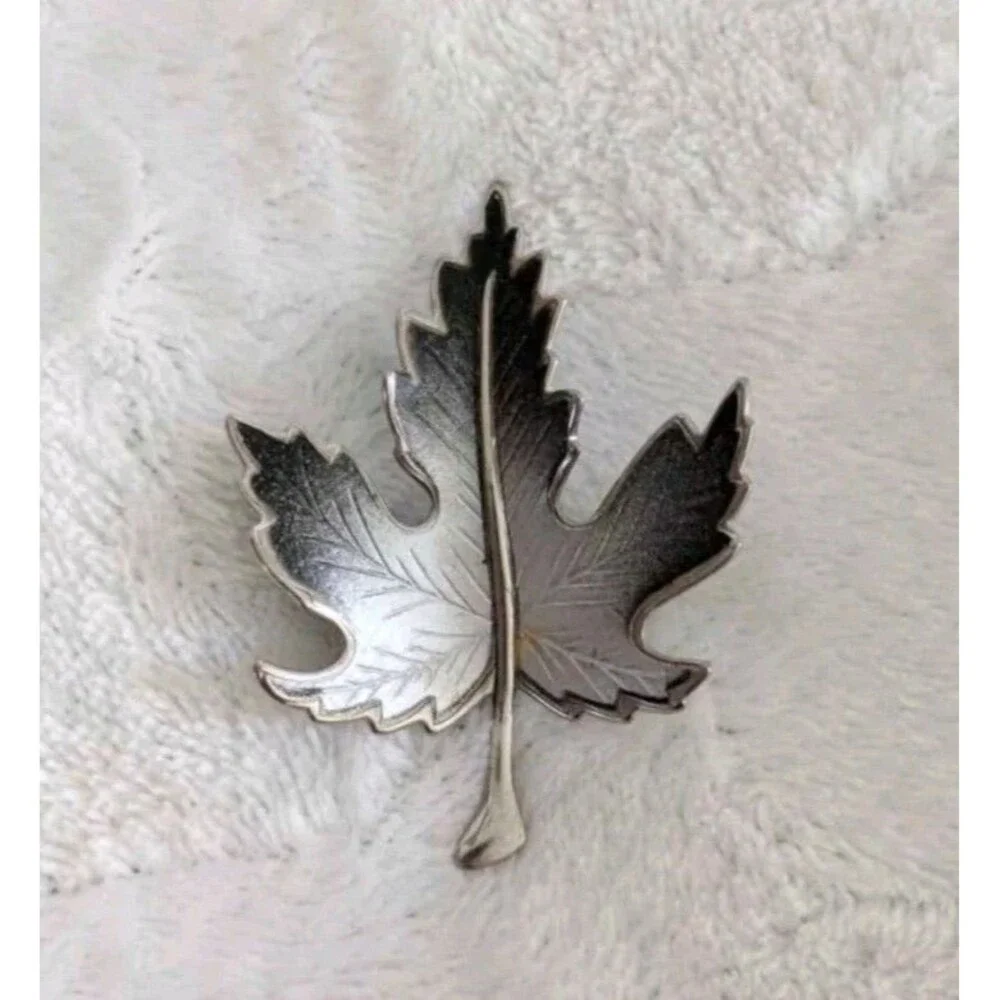 Vintage Amber Silver Tone/Black Brooch/Pin